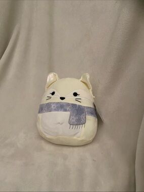 Squishmallows Cream Cat Plush with Purple Scarf